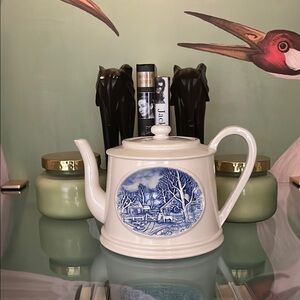 Chic White and Blue Ceramic Drinkware Set